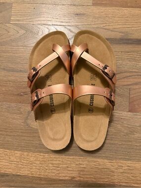 Rose Gold Double Strap Cushionaire Footbed Sandals